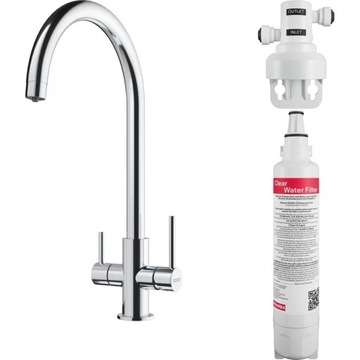 Bateria kuchenna Franke Lina Clear Water ze stałą wylewką Chrom z filtrem