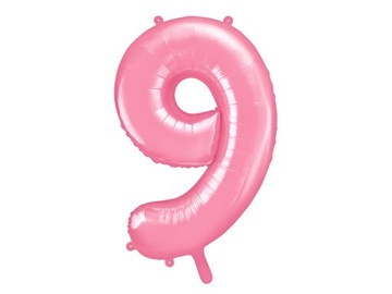 BALON FOLIOWY CYFRA 9 RÓŻOWA 86cm PartyDeco