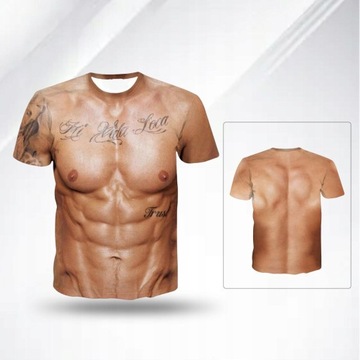 Moda 3D Męska Koszulka Z Nadrukiem Mięśni Z