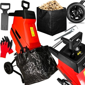 MOCNY ROZDRABNIACZ ELEKTRYCZNY 3500 W RĘBAK DO GAŁĘZI TURBO MOC KOSZ XXXL