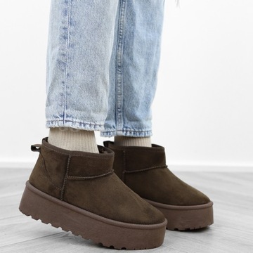 Женские зимние ботинки Cafe коричневого цвета, короткие муклюки на платформе TL242, размер 41