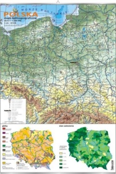 Загальногеогр Карта польщі з Картою Ґрунтів і Лісорозведення Дошка Дидактична