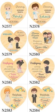 Podziękowania dla gości KOMUNIA na CHRZEST I ROCZEK URODZINY magnes 10 szt.