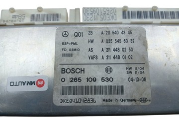 ŘÍZENÍ MODUL ESP MERCEDES E W211 S211 A2115404345 0265109530