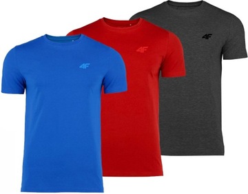 KOSZULKA MĘSKA 4F T-SHIRT BAWEŁNIANY NA CO DZIEŃ ZESTAW 3 PAK r.M