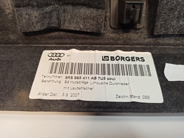 POLIČKA KUFRU ZADNÍ SEDAN AUDI A4 B8 8K5863411AB