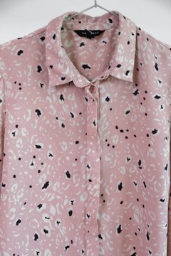 New Look koszula bluzka szyfonowa panterka pudrowy róż 40 L 12