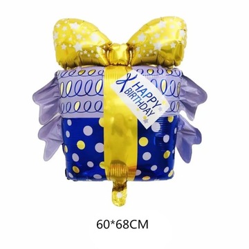 Caja de regalo de feliz cumpleaños, globos de papel de aluminio,