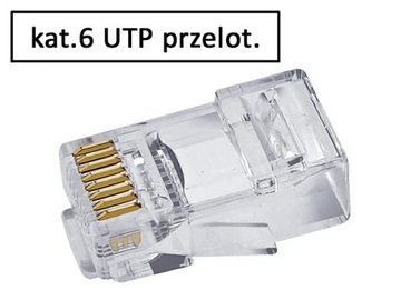 Wtyk RJ45/8P8C kat.6 UTP skrętka drut/linka AWG24-26 przelotowy 10szt