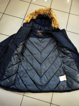 KURTKA PARKA ZIMOWA WOOLRICH DAMSKA GRANATOWA FUTRO r. M