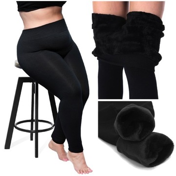 LEGINSY OCIEPLANE POLAREM DAMSKIE LEGGINSY CZARNE GETRY POLAR XL/XXL
