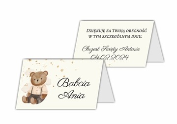 Winietki dwustronne na CHRZEST ŚWIĘTY + miś