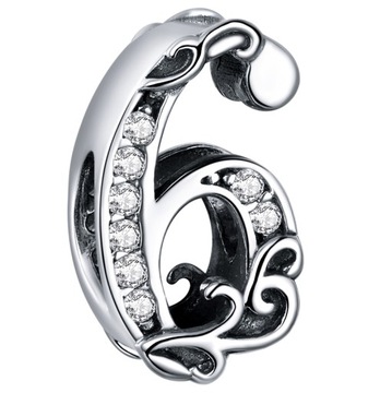 Charms Koralik Bransoletki CYFRA 6 srebro pr.925