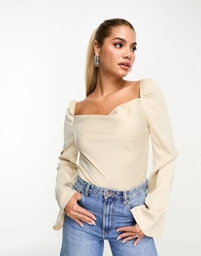 In The Style Satynowy drapowany top body z szerokimi rękawami XS
