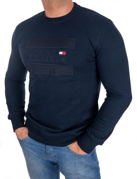 BLUZA TOMMY HILFIGER MĘSKA DUŻE LOGO KLASYCZNA GRANATOWA M