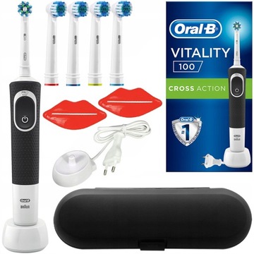 SZCZOTECZKA ELEKTRYCZNA DO ZĘBÓW ORAL-B VITALITY 100 PRO + KOŃCÓWKI ETUI