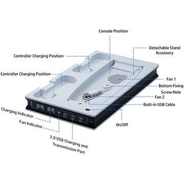 ПОДСТАВКА ДЛЯ ОХЛАЖДЕНИЯ И ЗАРЯДКИ PS5 USB ПОДСТАВКА