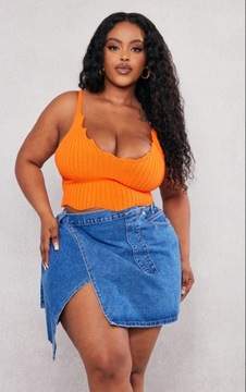 CROP TOP POMARAŃCZOWY DZIANINOWY PRETTYLITTLETHING
