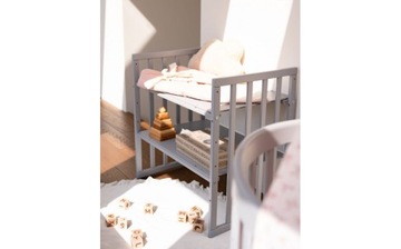 ДЕРЕВЯННАЯ КРОВАТЬ, ОВАЛЬНАЯ, СЕРАЯ 7 В 1 + МАТРАС