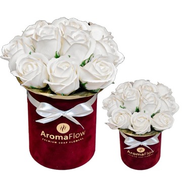 Цветочная коробка велюровые мыльные розы подарок + топпер