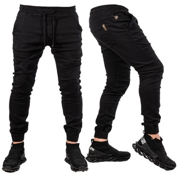 Spodnie męskie joggery PREMIUM CZARNE RISADE R.29