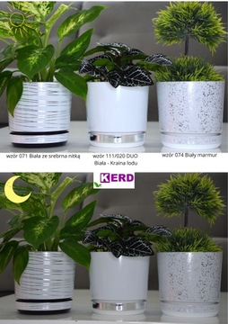 12 dwukolorowa doniczka z podstawką lustro BIAŁA - KRAINA LODU DUO/111/020