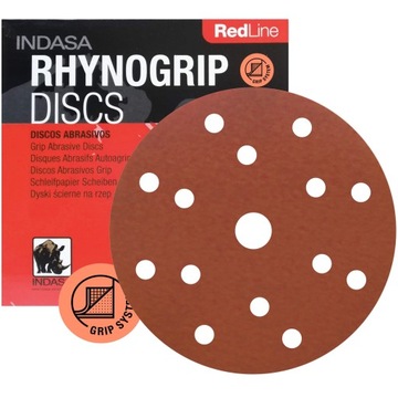 INDASA RED Krążki Ścierne Rzep 150mm 15H P150 50x