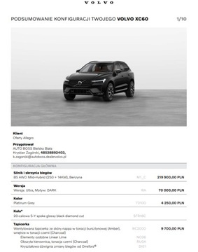 Volvo XC60 II 2025 DEMO DEALERA VOLVO XC60 B5 ULTRA, zdjęcie 10