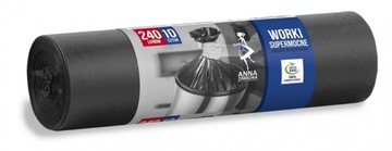 Worki na śmieci supermocne 240 l 10szt czarny