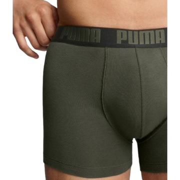 PUMA BOKSERKI MĘSKIE MAJTKI BASIC BOXER 2P OLIWKOWA ZIELEŃ/CZARNE r.M