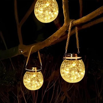 Светодиодная солнечная лампа для сада, подвесной стеклянный шар, наружная банка IP44