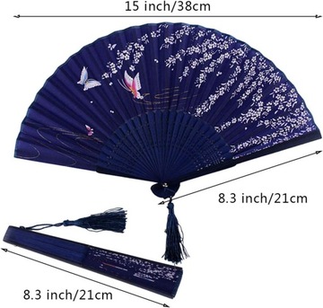 Hand held fan, silk folding fan with bamboo frame