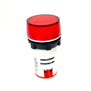 Lampka kontrolka LED otwór 22mm czerwona 12V AC/DC
