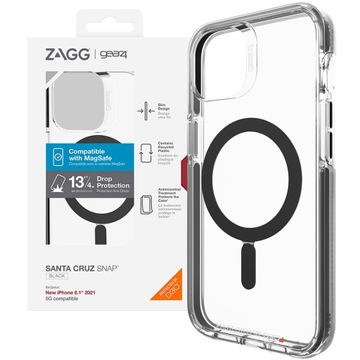 Mocne Etui Apple iPhone 13 ZAGG Gear4 Santa Cruz Snap Transparentne MagSafe