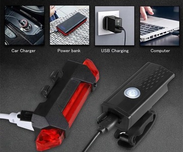 НАБОР ВЕЛОСИПЕДНЫХ ФОНАРОВ ДЛЯ ВЕЛОСИПЕДА ПЕРЕДНИХ И ЗАДНИХ СВЕТОДИОДНЫХ