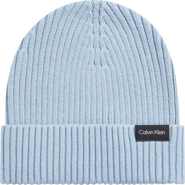 CALVIN KLEIN CZAPKA ZIMOWA CLASSIC COTTON RIB BEANIE NIEBIESKA