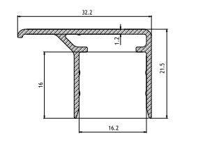 Закрывающий профиль для поликарбоната ALU F-16, длина 2 м.