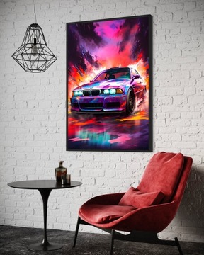 Постер 60x40 автомобили bmw e36 e46 m3 m4 абстрактное спортивное искусство современное