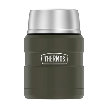 THERMOS, Termos na jedzenie z składaną łyżką i kubkiem - zieleń, 470 ml