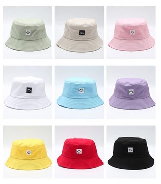 Unisex Bucket Hats Women Pure Colors Smile Sunbonnet Face Sun Hat Outdoor
