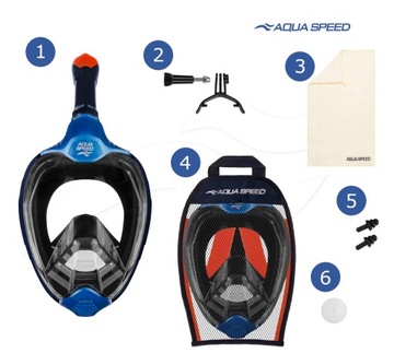 Maska do nurkowania snorkelingu pełnotwarzowa na całą twarz L / XL ręcznik
