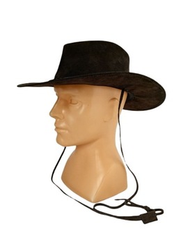 КОРИЧНЕВАЯ КОЖАНАЯ ШЛЯПА НА РЕМЕНКАХ - РАЗМЕР L