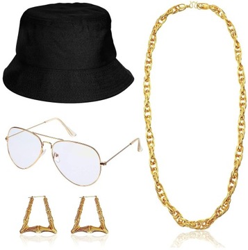 ZESTAW AKCESORII LATA 80 90 DISCO CZAPKA OKULARY