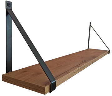 PÓŁKA ŚCIENNA WISZĄCA TYPU LOFT GINO - INDUSTRIALNA 80 CM DĄB CRAFT ZŁOTY