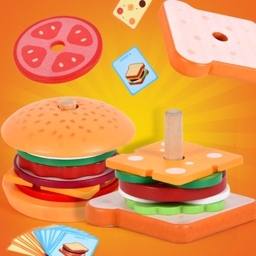 Игрушка-гамбургер в виде еды для детей Монтессори.