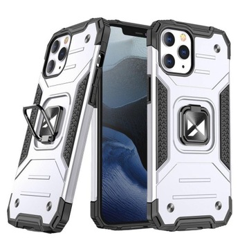 Бронированный чехол с крышкой + магнитный держатель для iPhone 13 Ring Armor, серебристый