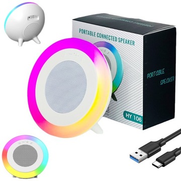 GŁOŚNIK BLUETOOTH PRZENOŚNY USB SD AUX RGB LAMPA LED MULTIKOLOR KOLORY