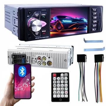 Radio samochodowe bluetooth 1DIN 4x50W Mikrofon Pilot SD USB AUX MP3 1080p