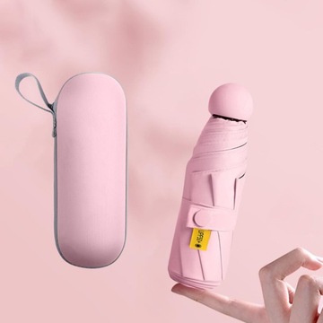 Солнцезащитный розовый зонтик для сумочки с чехлом