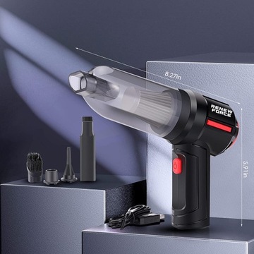 Беспроводной автомобильный пылесос с ручным фильтром Hepa МОЩНЫЙ 120 Вт + насадки